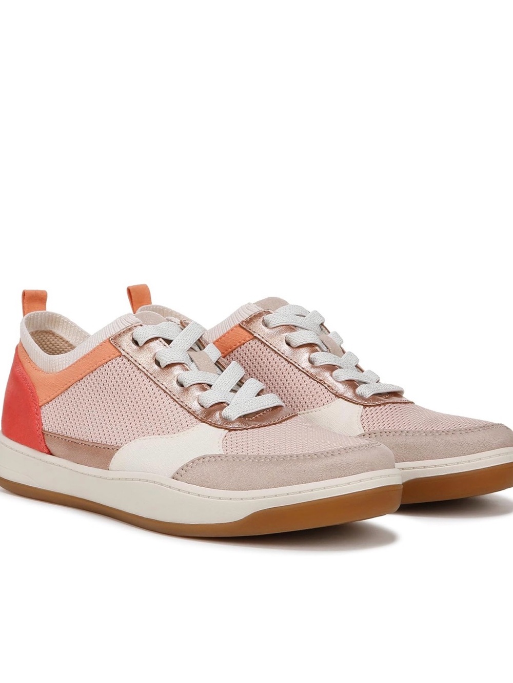 Bzees Pink, Coral & Red Knit Lace-Up Sneakers